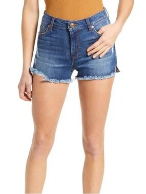 STS Blue Distressed High-Rise Denim Cutoff Shorts in Blue Wash